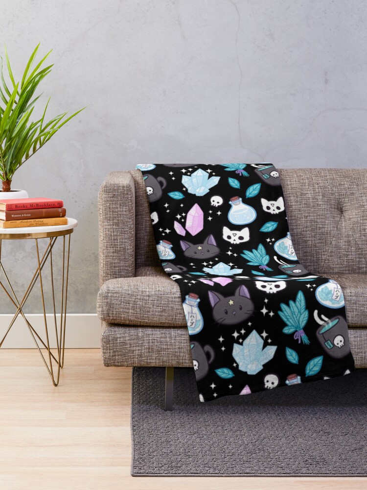 Alternate view of Herb Witch // Black | Nikury Throw Blanket