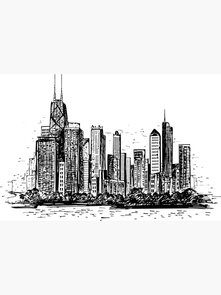 Black Chicago line art - Chicago - T-Shirt