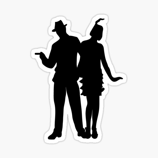 Roaring 20s Flapper Couple Silhouette Sticker