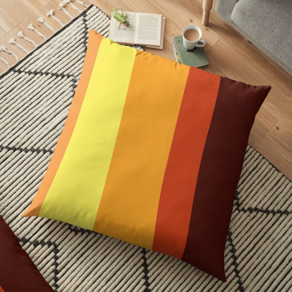 Orange Summer Stripes Floor Pillow
