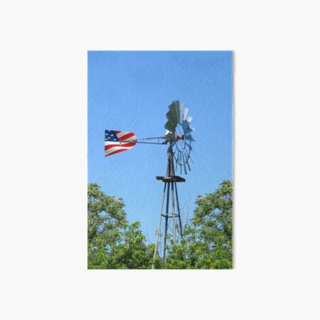 South Texas Windmill with Flag Art Board Print