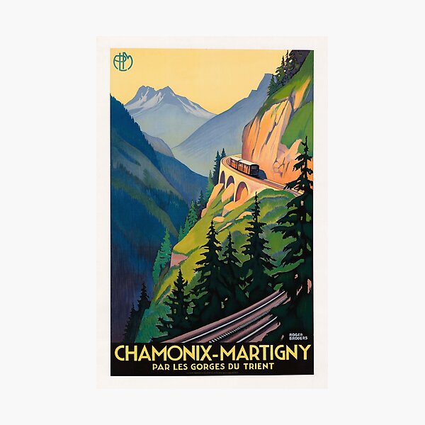 Vintage French Travel Poster - Chamonix Martigny Railway Photographic Print