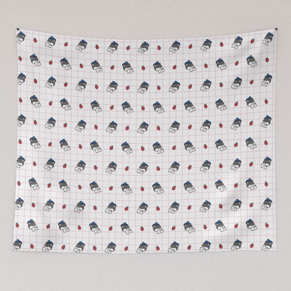 Item preview, Love Mail ~ Kawaii Gray Black Shiba in Pink Graph Paper designed and sold by CandyHorrorShop.