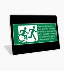 Everyone needs a way out of a building during an emergency, Accessible Exit Sign Project introducing the Accessible Means of Egress Icon Laptop Skin
