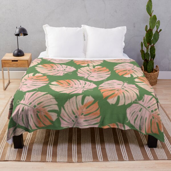 Item preview, Tropical Green and Coral Leave Pattern designed and sold by tmckaydesigns.
