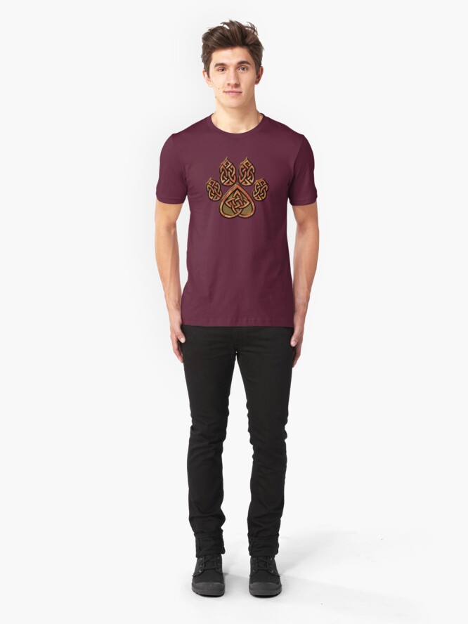 Alternate view of Celtic Knot Pawprint - Red Slim Fit T-Shirt