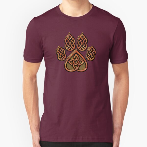 Celtic Knot Pawprint - Red Slim Fit T-Shirt