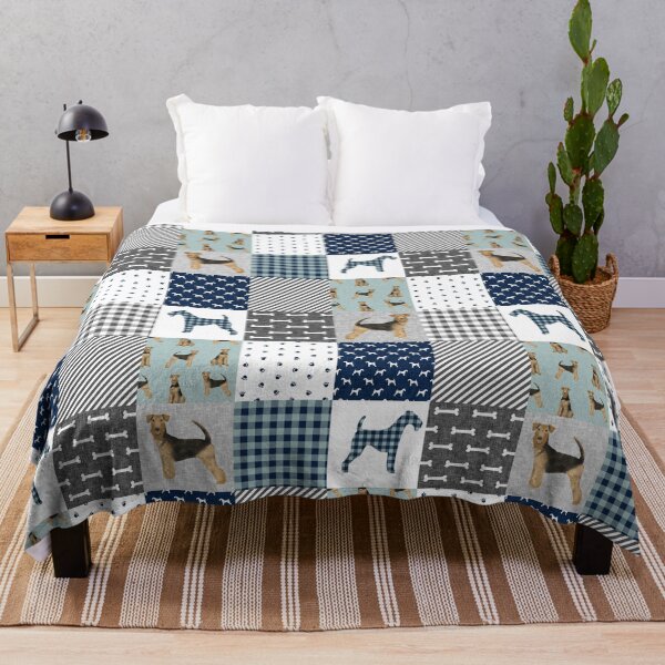 Item preview, ropa de cama de patchwork de Airedale, ropa de cama de airedale, diseño de perro airedale, lindo perro, tela de perro, cuadros, a cuadros de búfalo, diseño de perro designed and sold by PetFriendly.