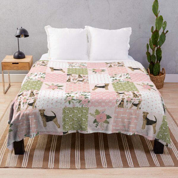 Item preview, airedale floral patchwork, airedale bedding, girls dog bedding, girls dog design, airedale terrier gift, airedale mug, airedale lover designed and sold by PetFriendly.