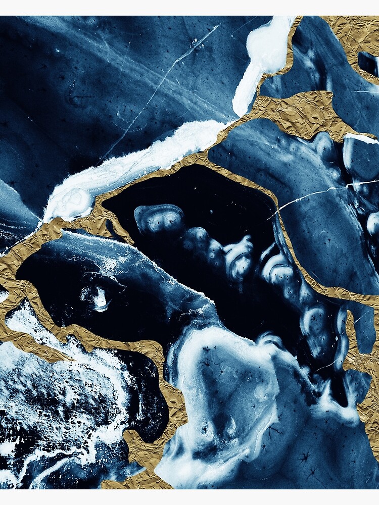 "Abstract, Blue navy, Gold foil, Trendy print, Styled, Modern art, Wall