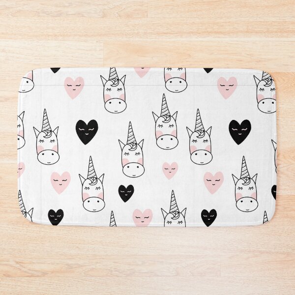 Item preview, Lovely Unicorns and Hearts - Pink, Black, Grey / Gray designed and sold by Pink Pineapple Works.