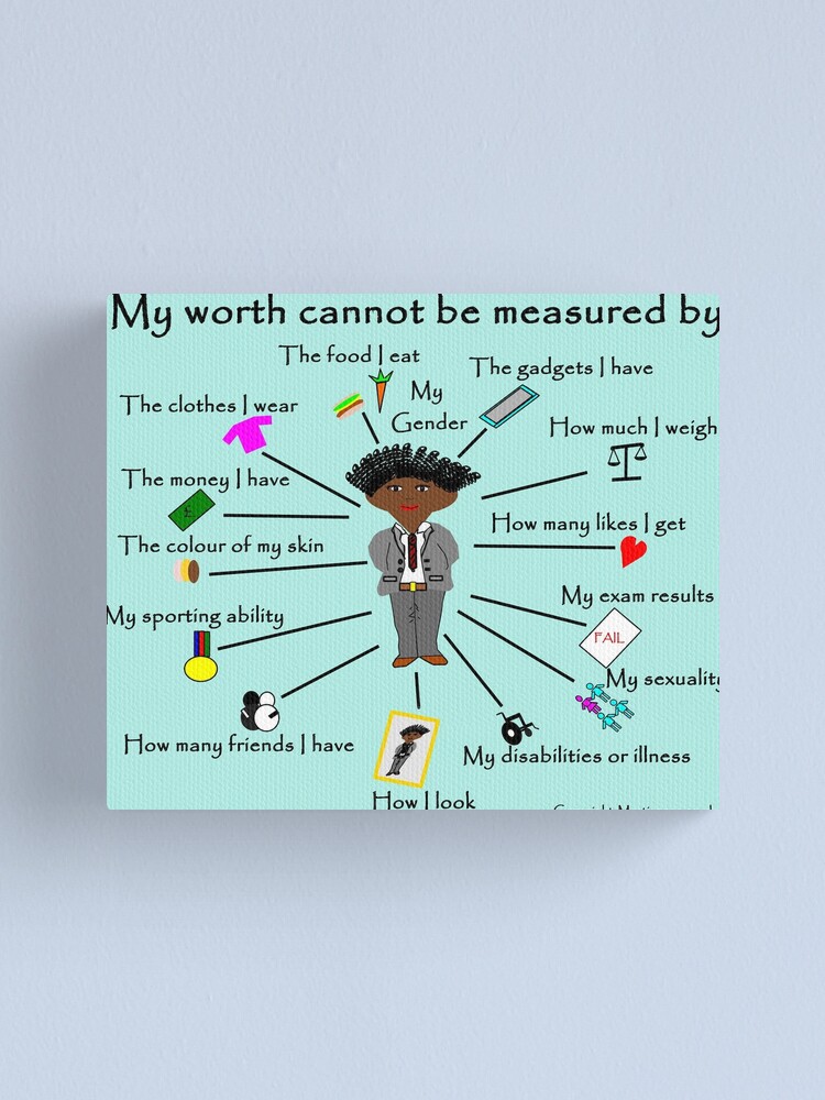 Alternate view of My worth cannot be measured by F Canvas Print