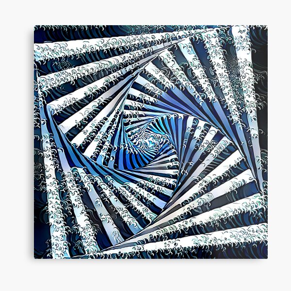 The Waves - Stylized Spinout Optical Illusion Metal Print