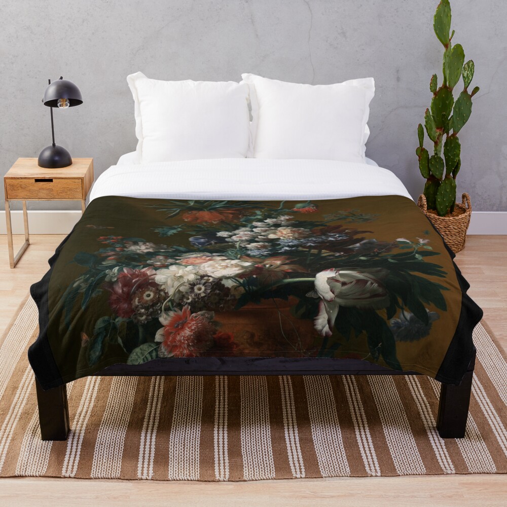 Xzendor7 Comforters, Duvet Covers and Throw Blankets - Elegance and Beauty 11 Vase of Flowers by Jan van Huysum Throw Blanket