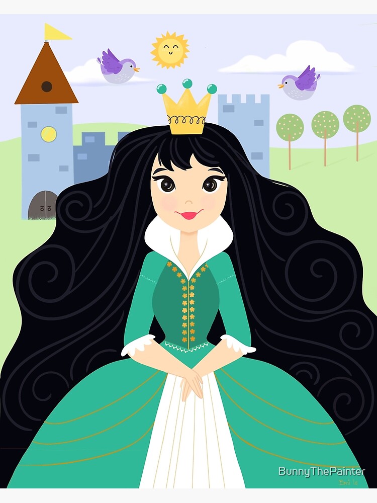 Fairy Tale Princess With Her Story Book Castle - Green Dress" Poster for  Sale by BunnyThePainter | Redbubble