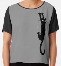 Black Cat Holding On Chiffon Top