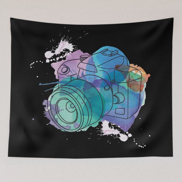 Item preview, Watercolor dSLR on Black designed and sold by Pink Pineapple Works.