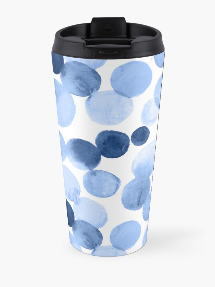 Alternate view of Watercolor Circles - Blue Travel Coffee Mug