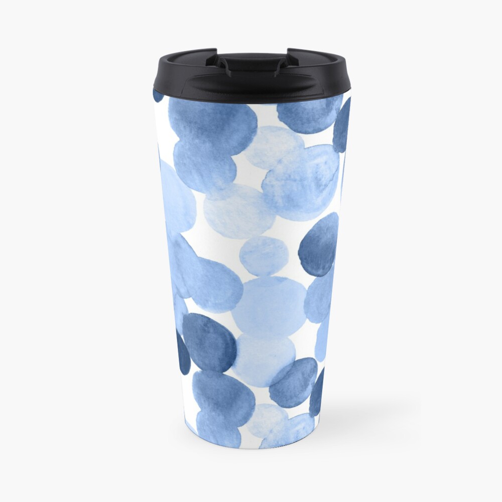 Watercolor Circles - Blue Travel Coffee Mug