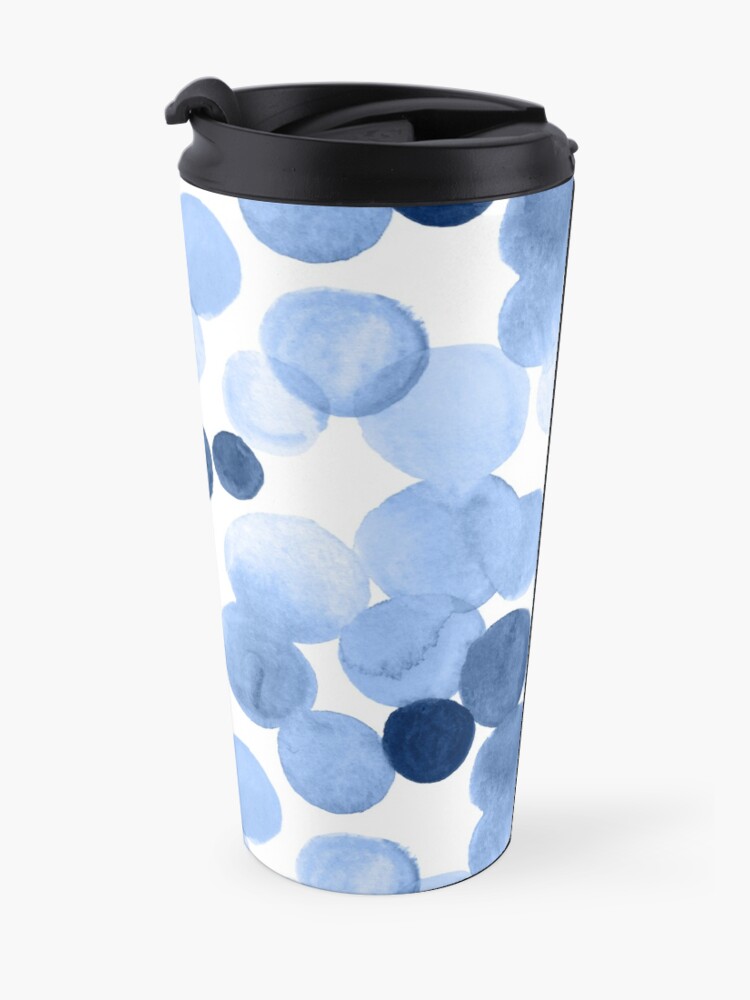 Alternate view of Watercolor Circles - Blue Travel Coffee Mug
