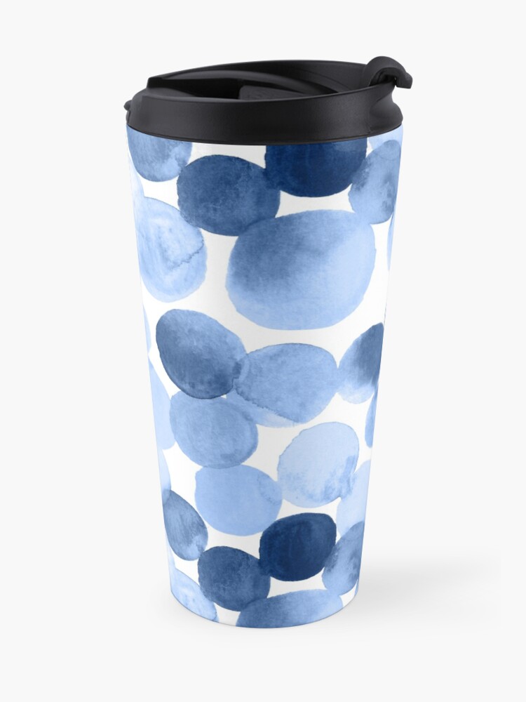 Alternate view of Watercolor Circles - Blue Travel Coffee Mug