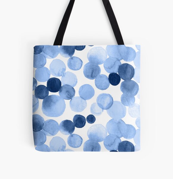 Watercolor Circles - Blue All Over Print Tote Bag