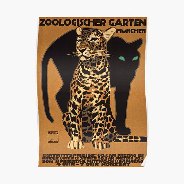 1912 Ludwig Hohlwein Leopard Munich Zoo Poster