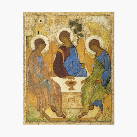 The Holy Trinity Painting Andrei Rublev Hospitality Of Abraham 1411 Art Board Print