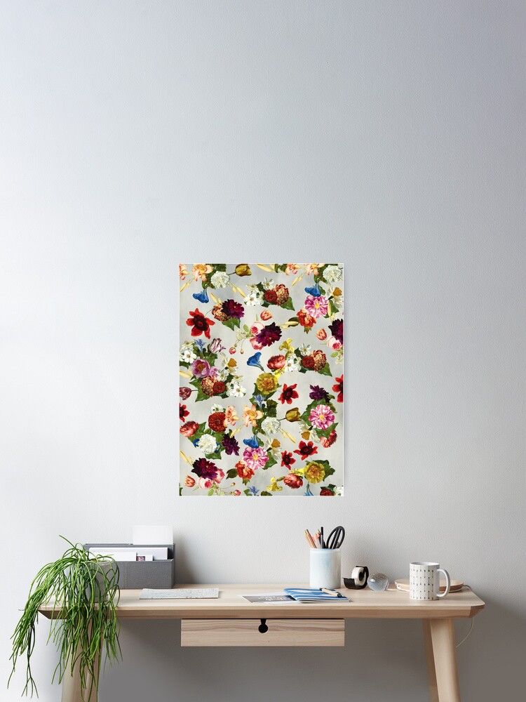 Thumbnail 2 of 3, Poster, Flowery (white version) designed and sold by DVerissimo.