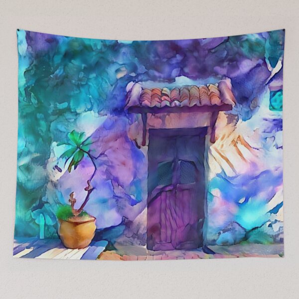 Item preview, Watercolored Desert Housefront designed and sold by Alyxandre.
