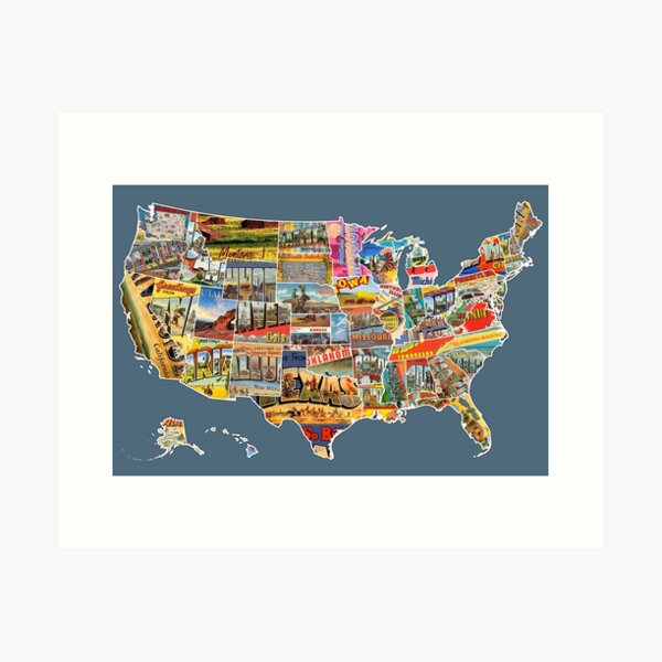 Item preview, Postcards Of The United States Vintage Usa All 50 States Map Choose Your Own Background designed and sold by designturnpike.