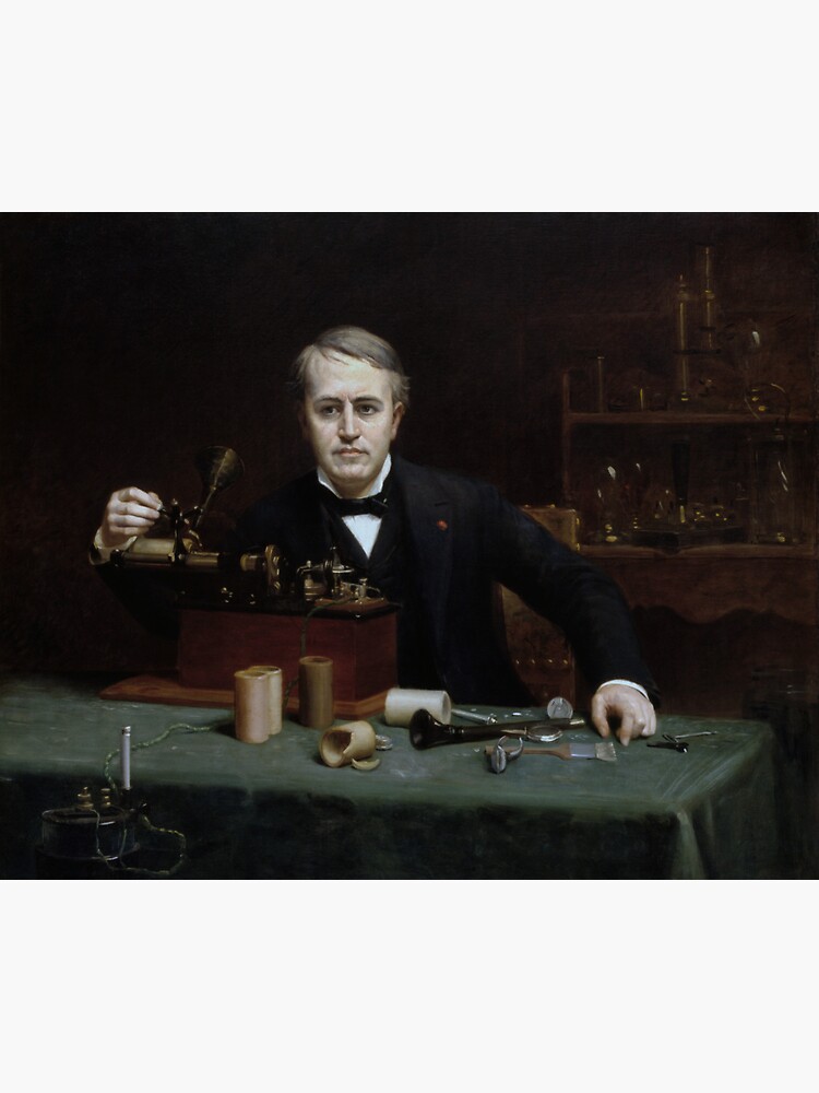 Pegatina for Sale con la obra «Thomas Edison en su laboratorio» de