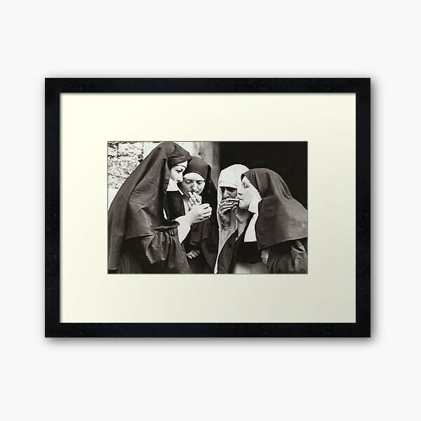Nuns Smoking Framed Art Print
