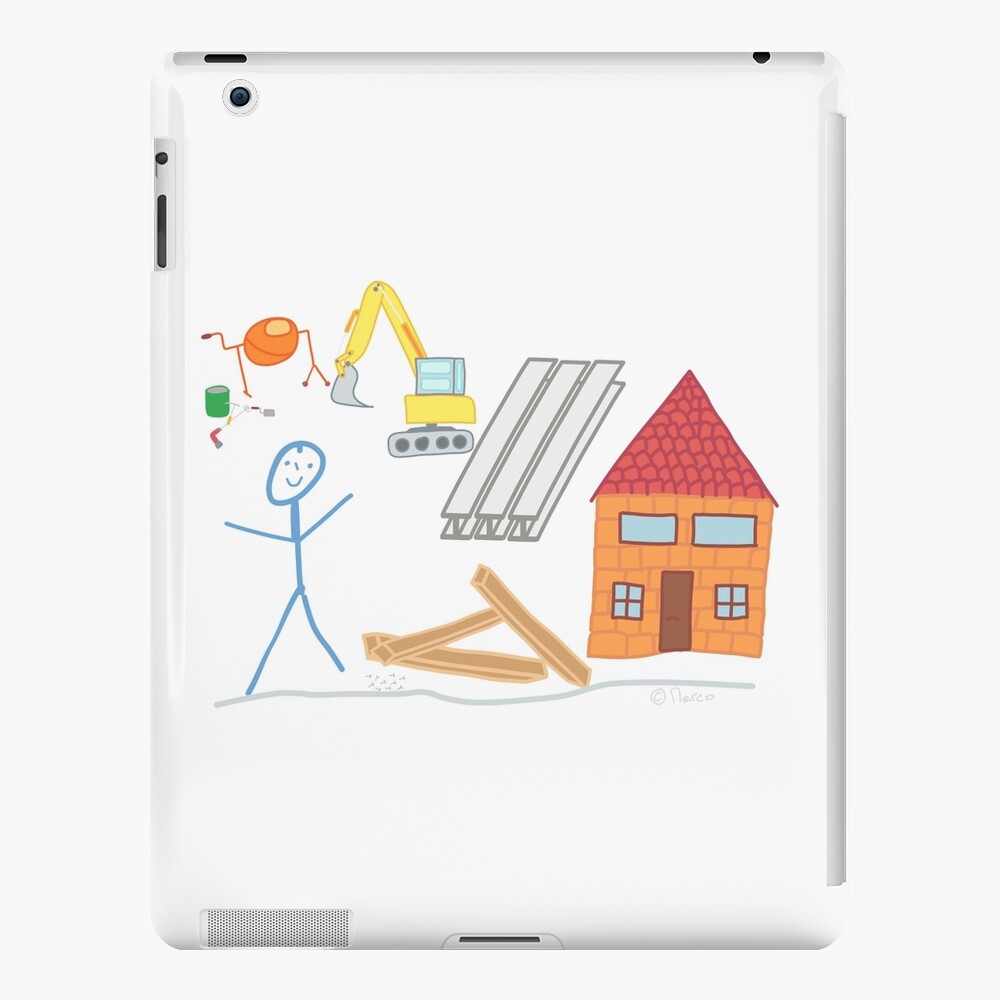 Ipad Case For Construction Workers "construction worker stickman occupation handicraft wood job" iPad Case