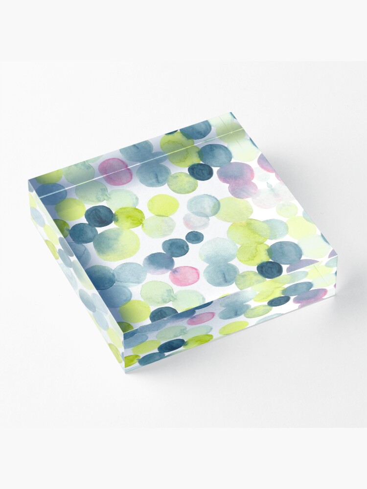 Alternate view of Watercolor Circles - Green, Blue, and Pink Acrylic Block
