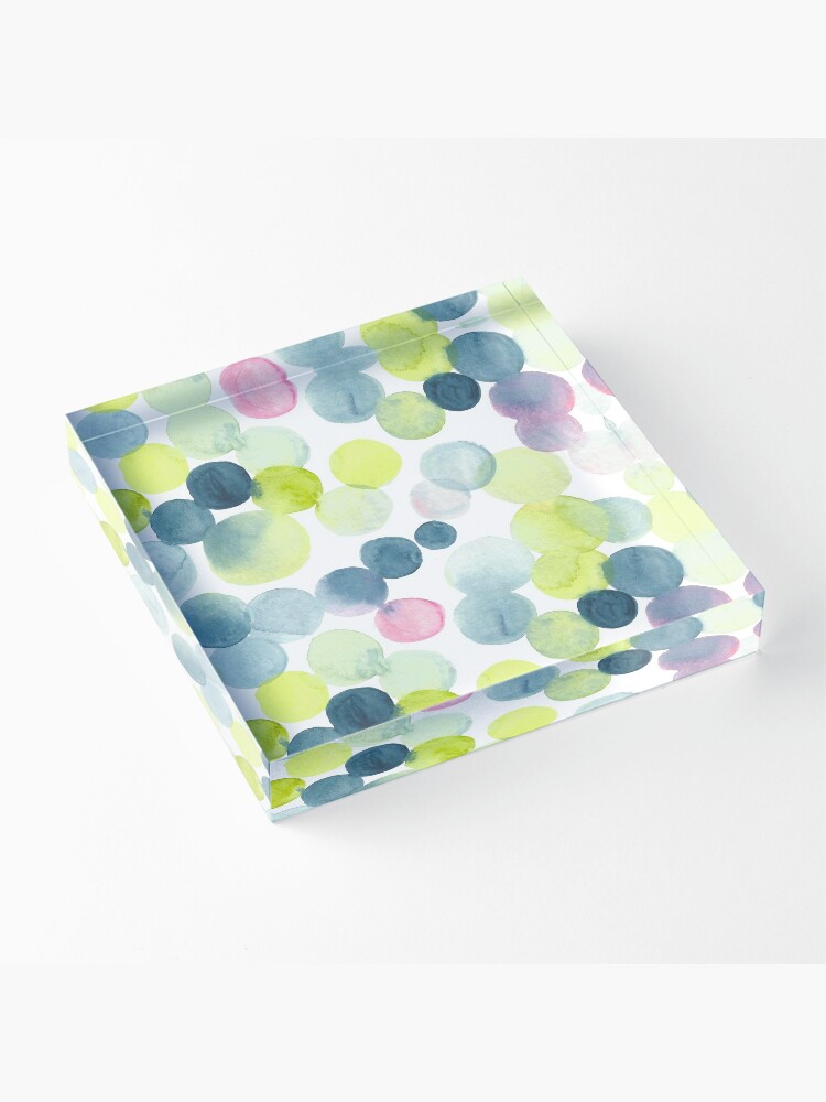 Alternate view of Watercolor Circles - Green, Blue, and Pink Acrylic Block