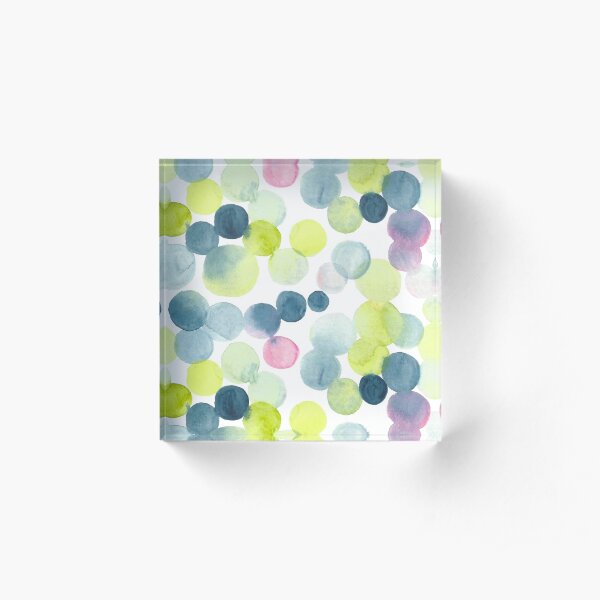Watercolor Circles - Green, Blue, and Pink Acrylic Block