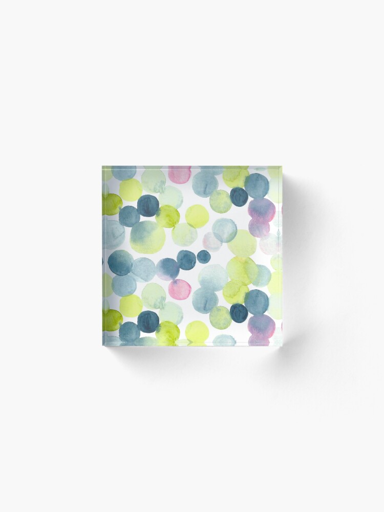 Alternate view of Watercolor Circles - Green, Blue, and Pink Acrylic Block