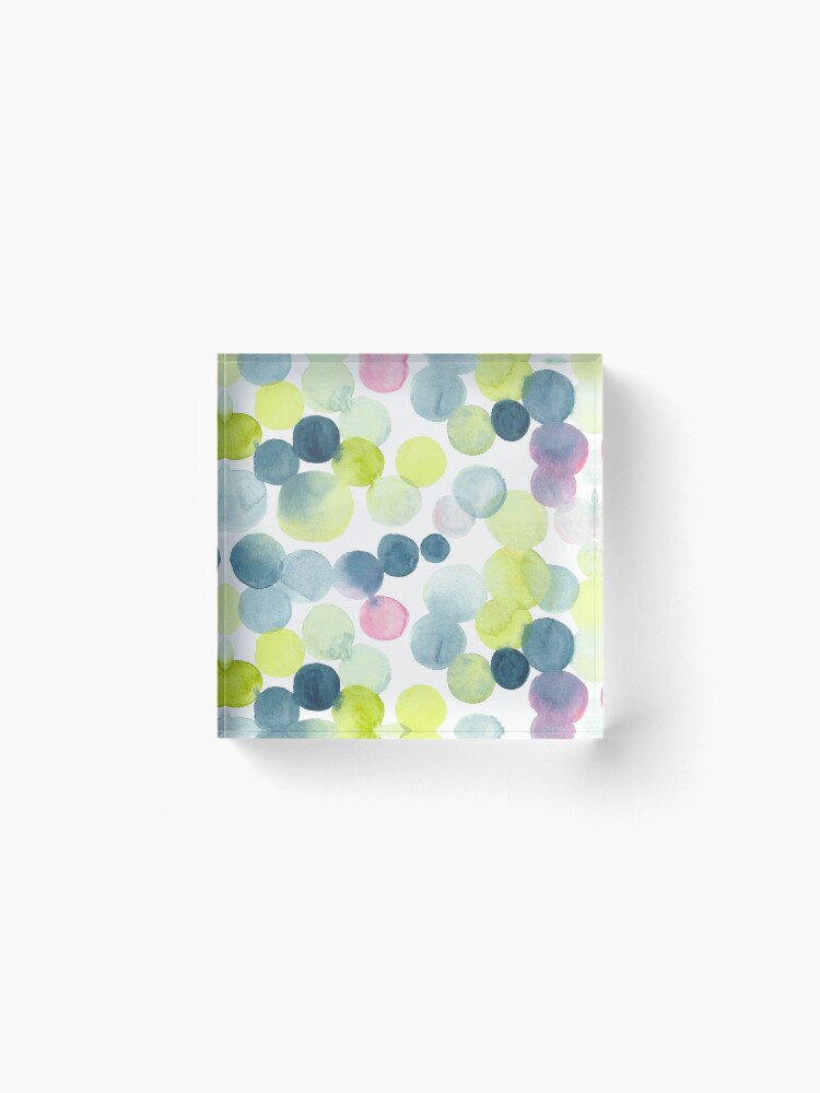 Alternate view of Watercolor Circles - Green, Blue, and Pink Acrylic Block