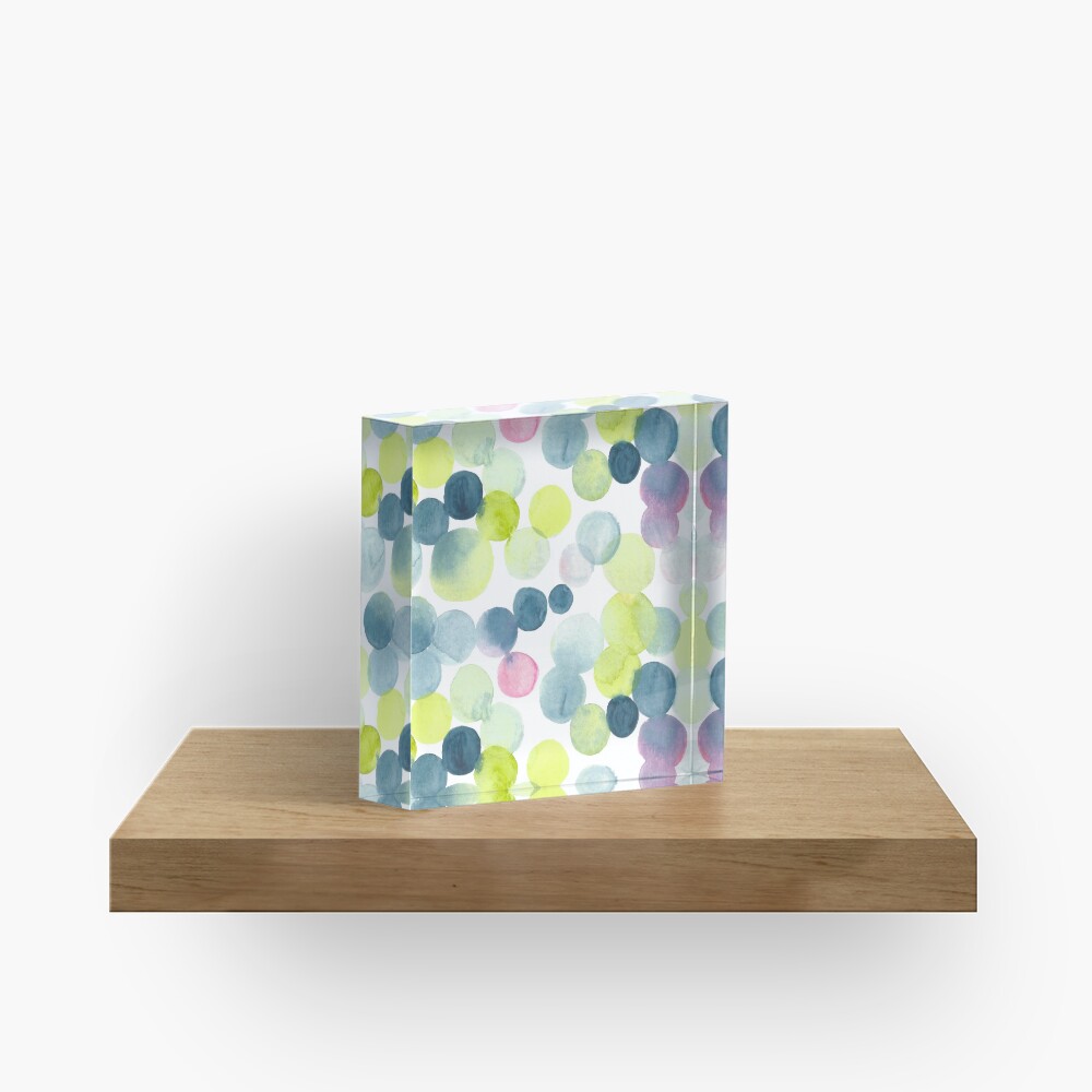Watercolor Circles - Green, Blue, and Pink Acrylic Block