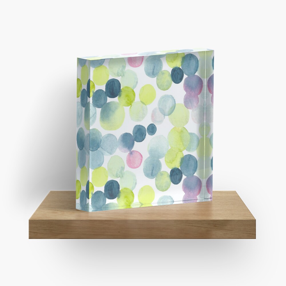 Watercolor Circles - Green, Blue, and Pink Acrylic Block