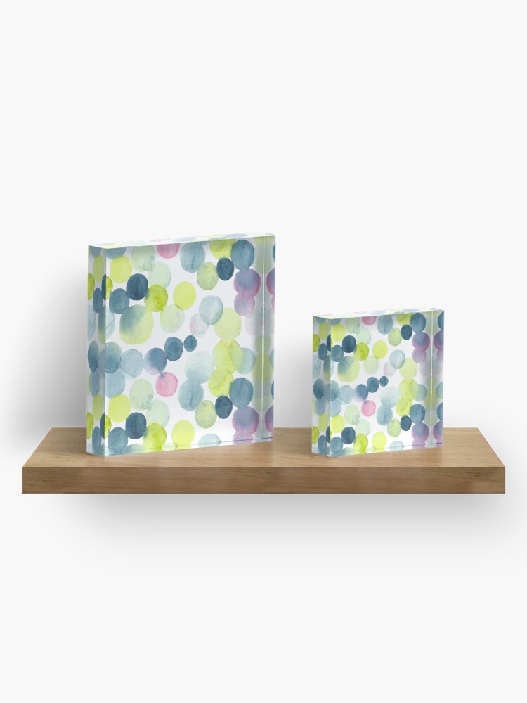 Alternate view of Watercolor Circles - Green, Blue, and Pink Acrylic Block