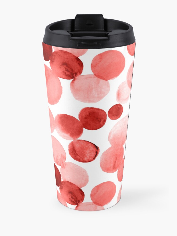 Alternate view of Watercolor Circles - Red Travel Mug
