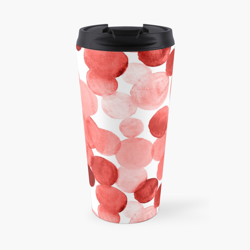 Watercolor Circles - Red Travel Mug