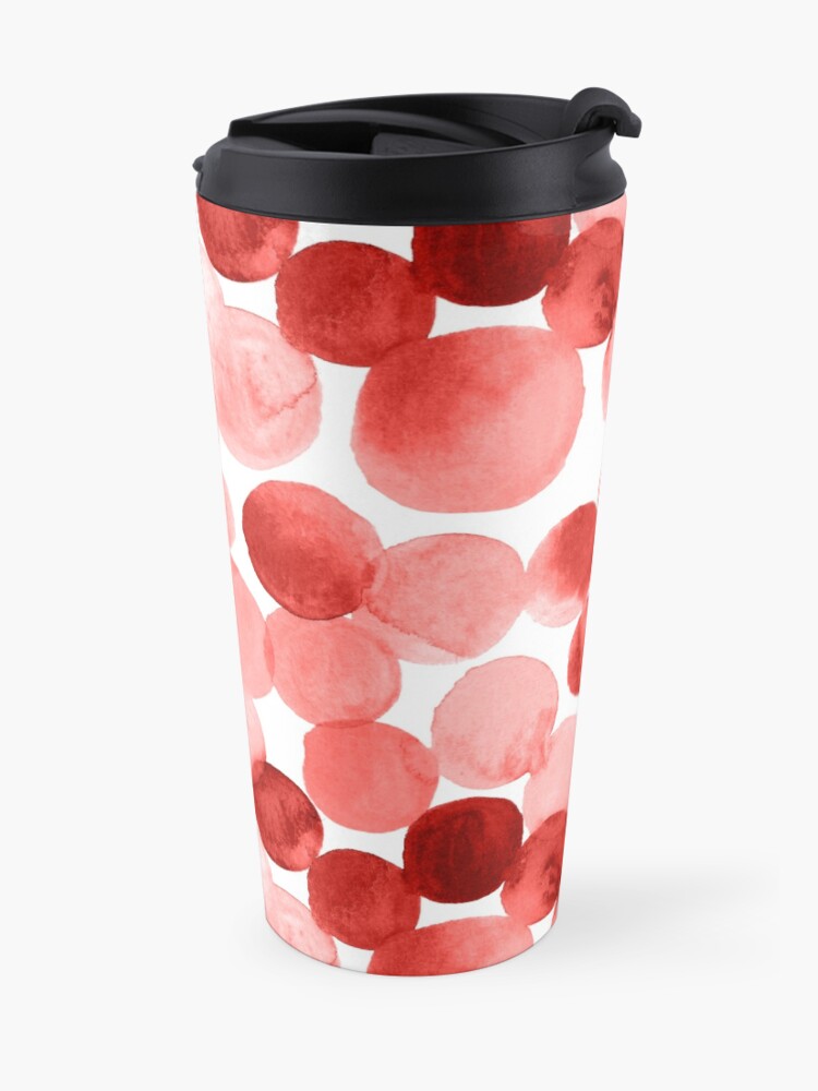 Alternate view of Watercolor Circles - Red Travel Mug