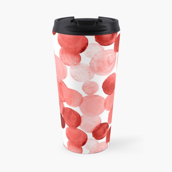 Watercolor Circles - Red Travel Mug