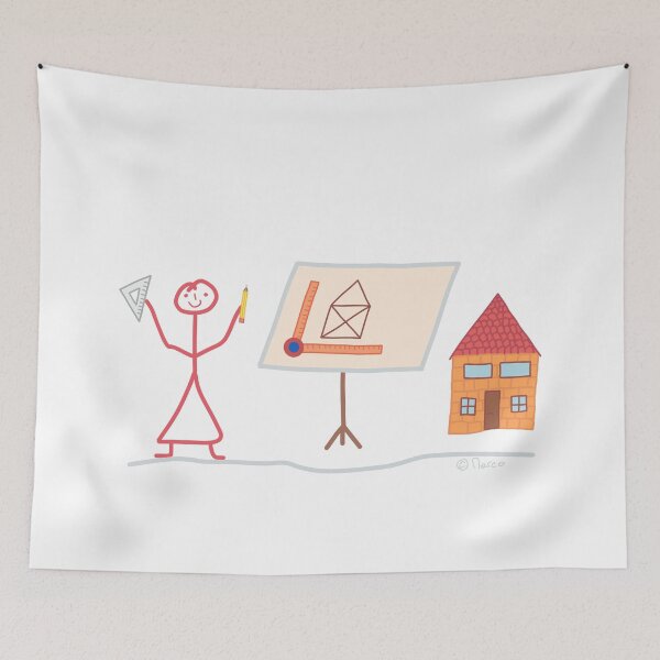 Item preview, Female construction draughtsman stick figure planner designer job woman girl designed and sold by KlareLinie.