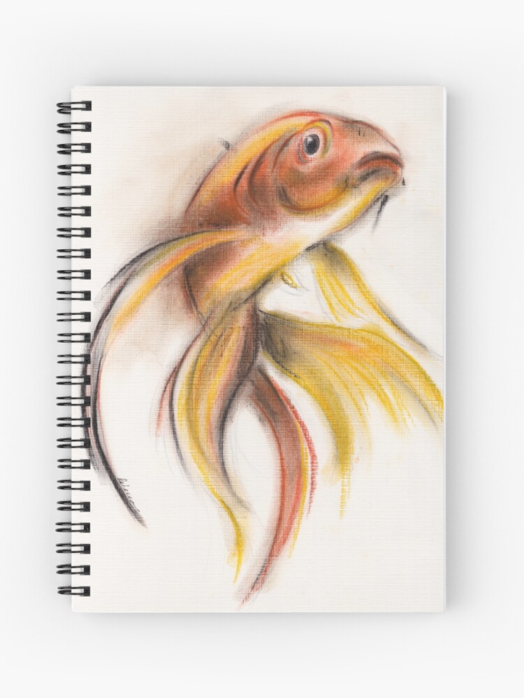 Cuaderno de espiral «Goldie - Dibujo en tiza pastel de un pez dorado» de  tranquilwaters | Redbubble