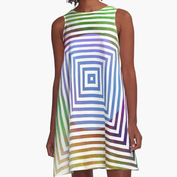#Illusion, #pattern, #vortex, #hypnosis, abstract, design, twist, art, illustration, psychedelic A-Line Dress