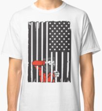 Guantanamo US Flag Political T-shirt. Prisoner behind bars. Classic T-Shirt